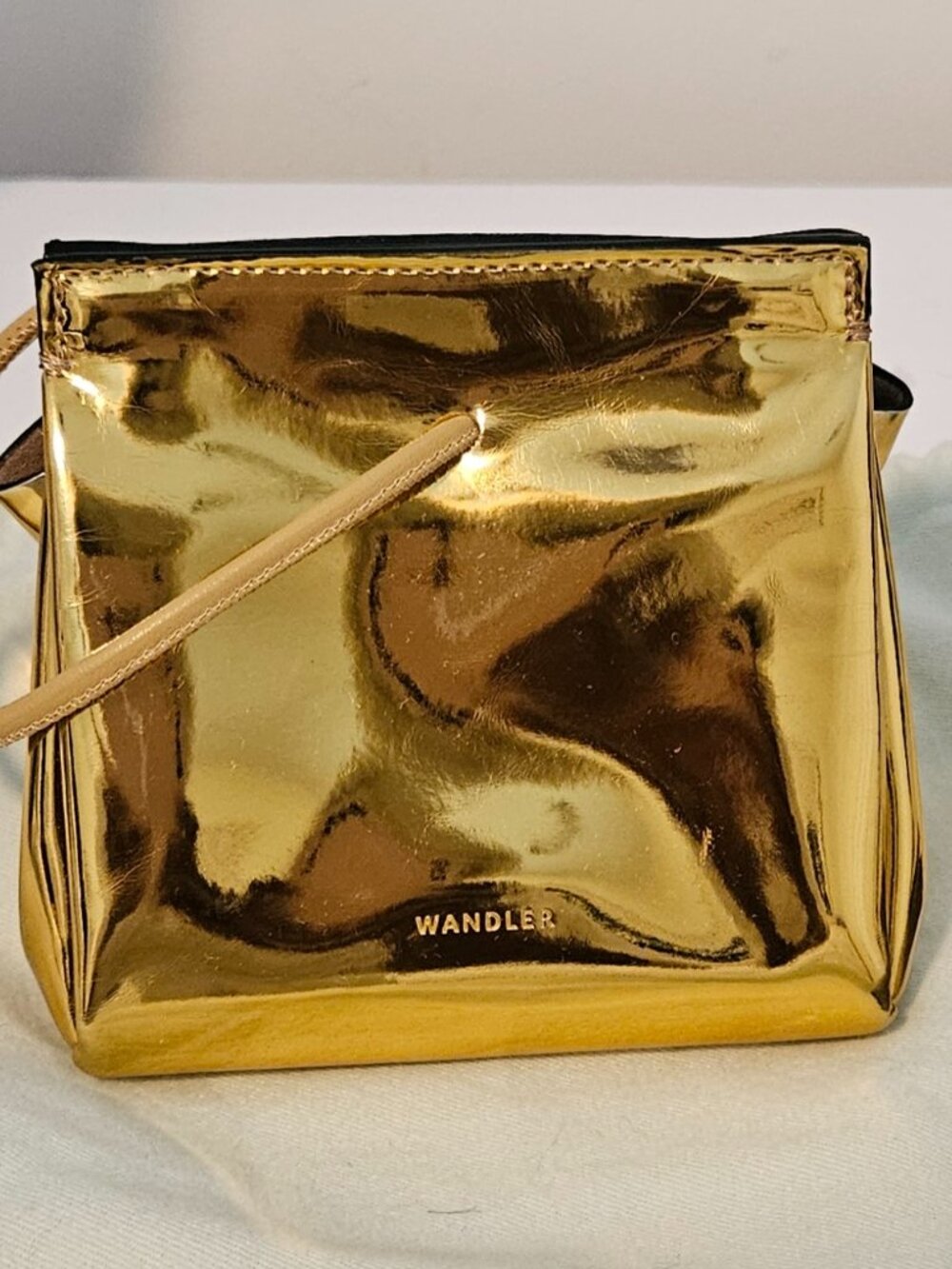Wandler Marli Box Bag-Mirrored Gold